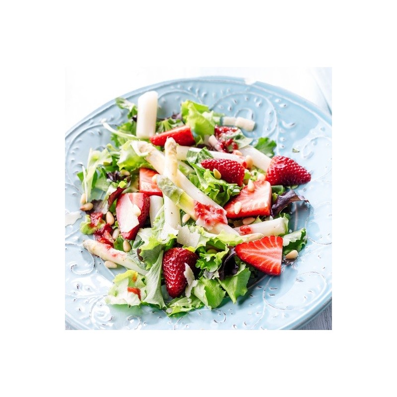 Salade asperges, fraises et rhubarbe