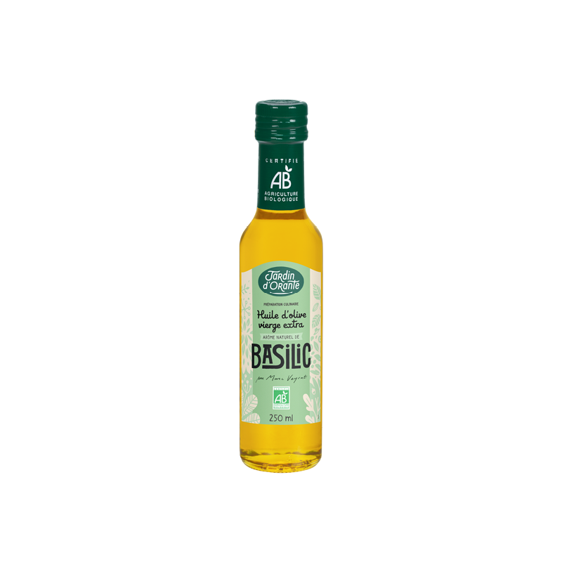 Huile d'olive Bio vierge extra saveur Basilic 25cl Huile d'olive Bio vierge extra saveur Basilic 25cl