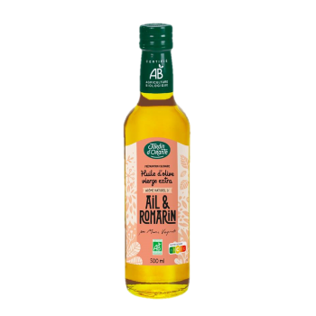 Huile d'olive Bio vierge extra saveur Ail et Romarin Jardin d'Orante