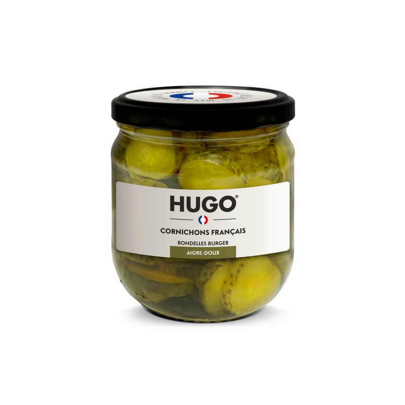 Rondelles de cornichons français aigre-doux HUGO