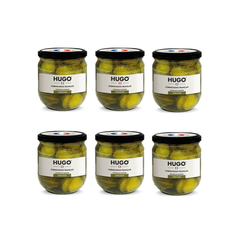 Cornichons français HUGO rondelles burger professionnel Cornichons français HUGO rondelles burger professionnel
