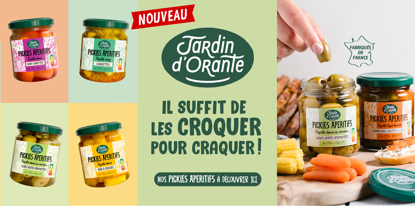 Jardin d'Orante Cornichon, huile d'olive, sauce salade sans huile